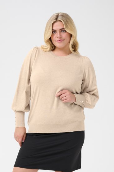 Kaffe Curve Lizzy Sveter s dlhým rukávom Béžová - Svetre & pleteniny - 
