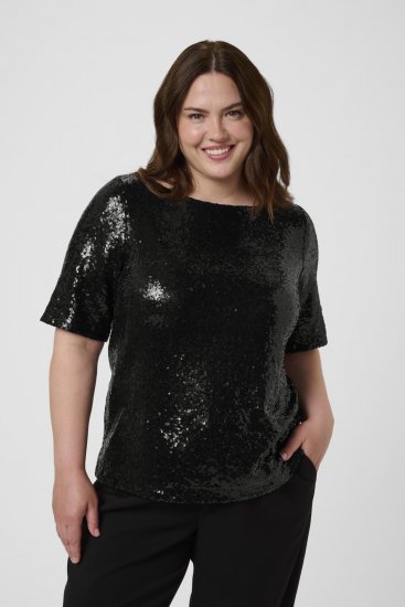 Kaffe Curve Mirana Sequin Blouse Black - Blúzky - 