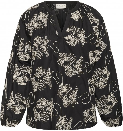 Kaffe Curve Kimmie Blouse Black Chalk Embroidery - Blúzky - 