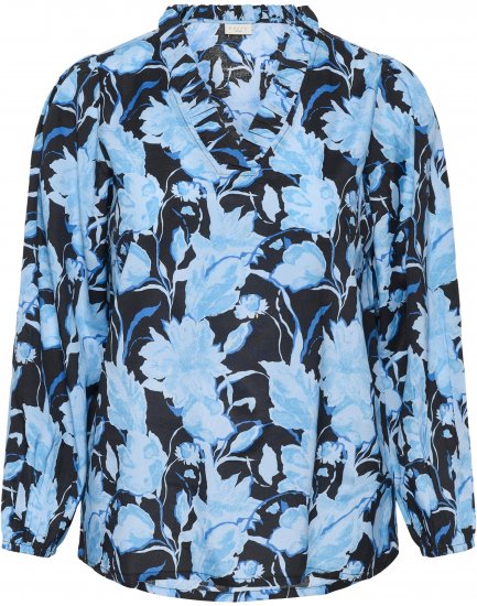 Kaffe Curve Sasja Blúzka s dlhým rukávom Blue Snake Flower - Blúzky & tuniky - 