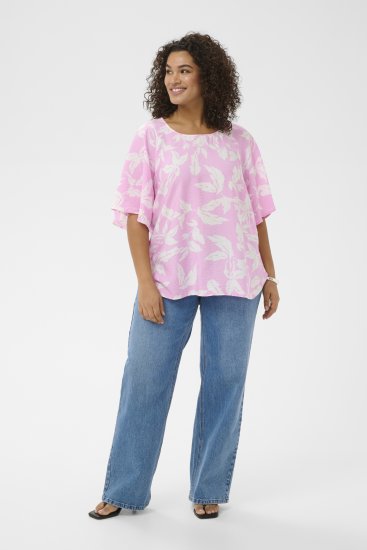 Kaffe Curve Marla Blouse Pink Frosting Chalk Leaf - Blúzky - 
