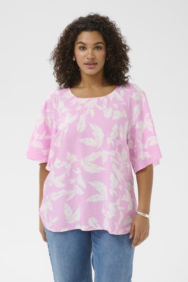 Kaffe Curve Marla Blouse Pink Frosting Chalk Leaf - Blúzky - 