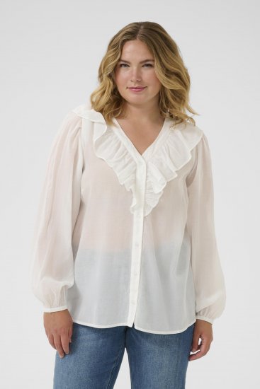 Kaffe Curve Lana Frill Blouse White - Blúzky - 