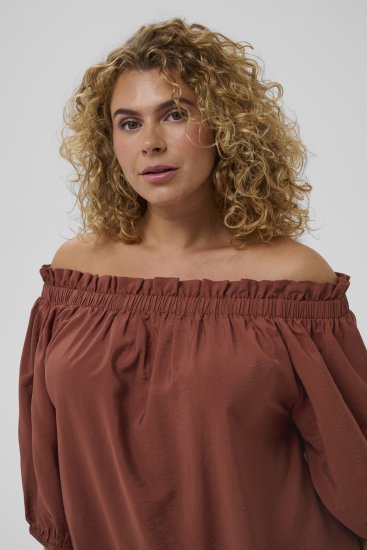 Kaffe Curve Neela Off-Shoulder Blouse Henna Brown - Blúzky & tuniky - 