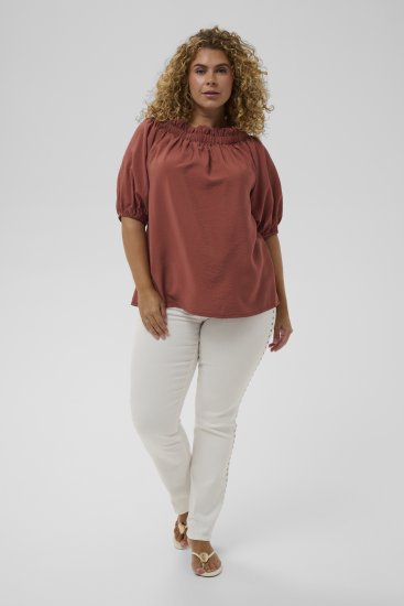 Kaffe Curve Neela Off-Shoulder Blouse Henna Brown - Blúzky & tuniky - 
