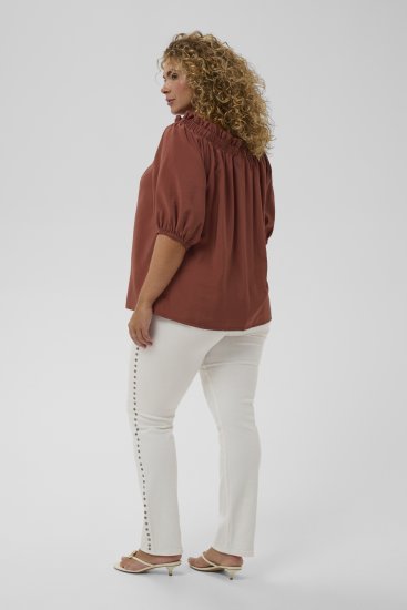 Kaffe Curve Neela Off-Shoulder Blouse Henna Brown - Blúzky & tuniky - 