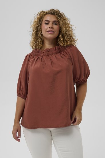 Kaffe Curve Neela Off-Shoulder Blouse Henna Brown - Blúzky & tuniky - 