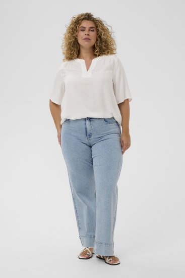 Kaffe Curve Mina Lace Blouse Chalk White - Blúzky & tuniky - 