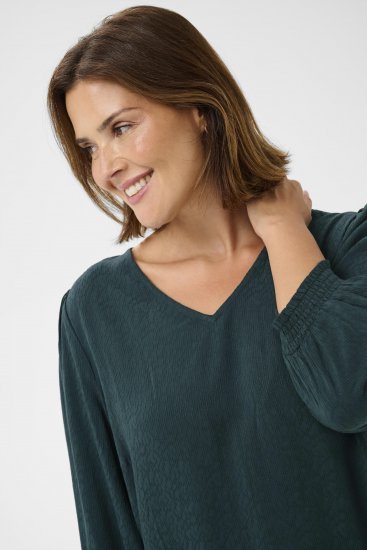 Kaffe Curve Pippi Blouse 3/4 Sleeve Magical Forest Green - Blúzky & tuniky - 