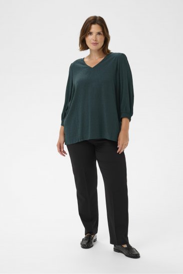 Kaffe Curve Pippi Blouse 3/4 Sleeve Magical Forest Green - Blúzky & tuniky - 