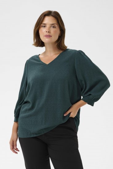 Kaffe Curve Pippi Blouse 3/4 Sleeve Magical Forest Green - Blúzky & tuniky - 