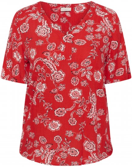Kaffe Curve Ami Short Sleeve Blouse Printed Poppy Red - Blúzky & tuniky - 