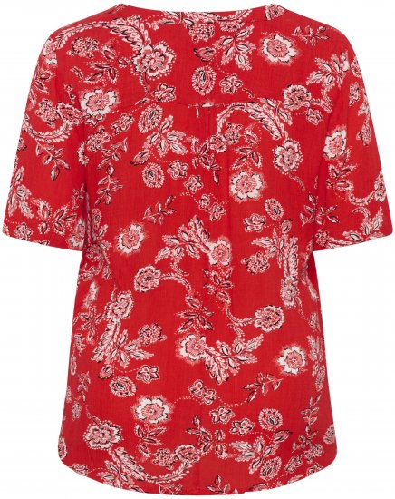 Kaffe Curve Ami Short Sleeve Blouse Printed Poppy Red - Blúzky & tuniky - 