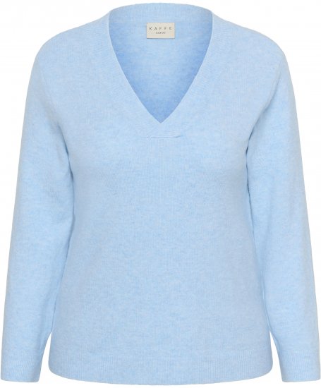 Kaffe Curve Jilanda V-Neck Pullover Blue - Svetre & pleteniny - 