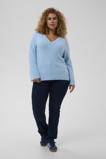 Kaffe Curve Jilanda V-Neck Pullover Blue - Svetre & pleteniny - 