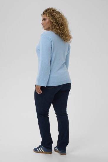 Kaffe Curve Jilanda V-Neck Pullover Blue - Svetre & pleteniny - 