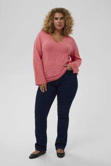 Kaffe Curve Jilanda V-Neck Pullover Red - Svetre & pleteniny - 
