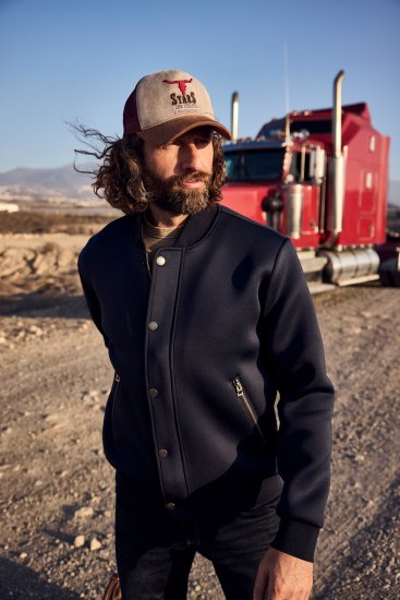 JP1880 College Jacket Scuba Fabric with Zipper Navy - Bundy - Bundy Nadmerné Veľkosti 2XL-8XL