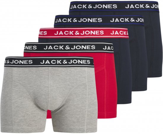 Jack & Jones Hector Solid Trunks 5-Pack Grey - Boxerky - Boxerky 2XL-12XL
