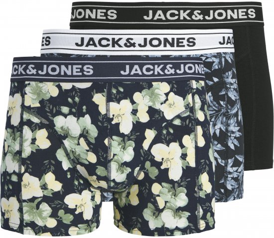Jack & Jones Acray Flower Boxers 3-Pack Black/Navy - Spodná bielizeň - Spodné Prádlo 2XL-8XL