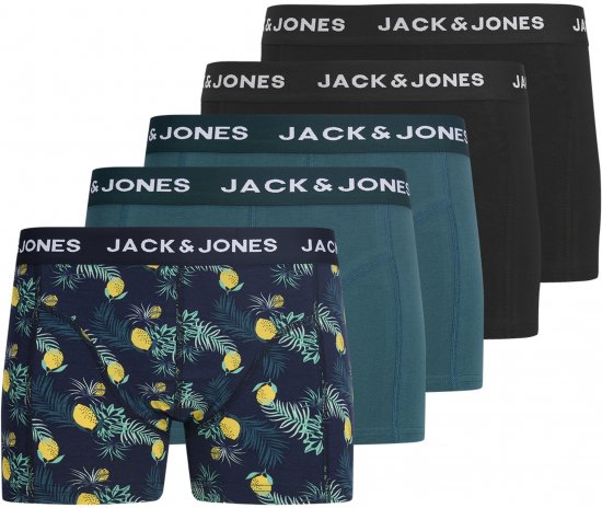 Jack & Jones Jake Lemon 5-Pack Trunks Black/Blue - Boxerky - Boxerky 2XL-12XL