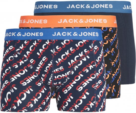 Jack & Jones Logo Trunks 3-Pack Navy Blazer - Spodná bielizeň - Spodné Prádlo 2XL-8XL
