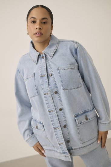 Kaffe Curve Ninna Casual Jacket Light Blue Washed - Bundy - 