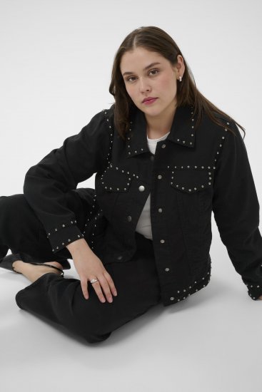 Kaffe Curve Brenn Twill Jacket Washed Black - Džínsové bundy - 
