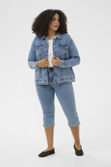 Kaffe Curve Vilana Denim Jacket Washed Blue - Džínsové bundy - 