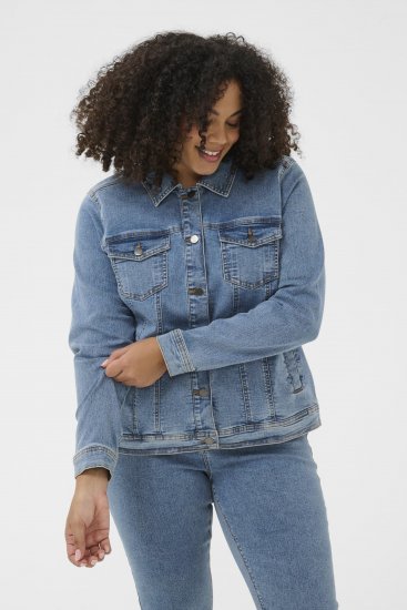 Kaffe Curve Vilana Denim Jacket Washed Blue - Džínsové bundy - 