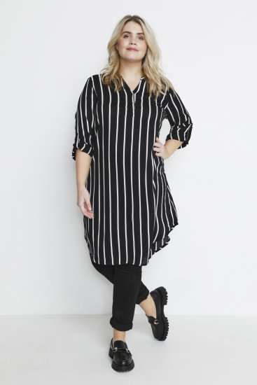 Kaffe Curve Milana Shirt Šaty Čierna / Chalk pruh - Šaty - 