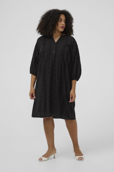 Kaffe Curve Dina Dress Black Deep - Midi šaty - 