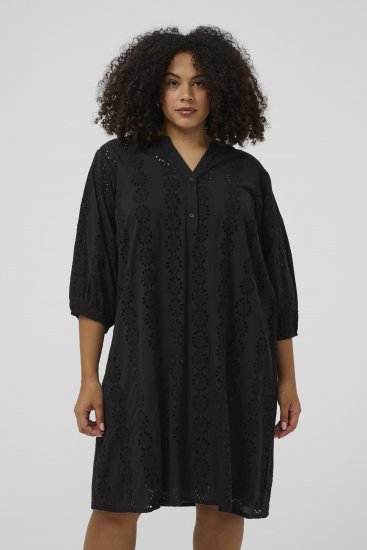 Kaffe Curve Dina Dress Black Deep - Midi šaty - 