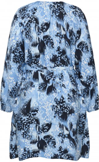 Kaffe Curve Aliana Dress Blue Flower Animal - Midi šaty - 
