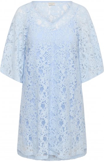 Kaffe Curve Lucy Dress Nantucket Breeze Blue - Midi šaty - 
