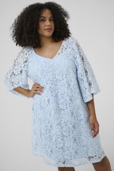 Kaffe Curve Lucy Dress Nantucket Breeze Blue - Midi šaty - 