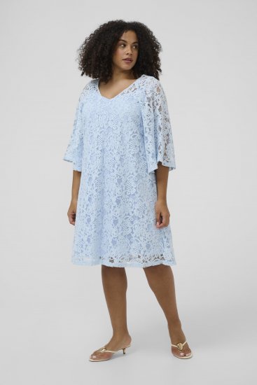 Kaffe Curve Lucy Dress Nantucket Breeze Blue - Midi šaty - 