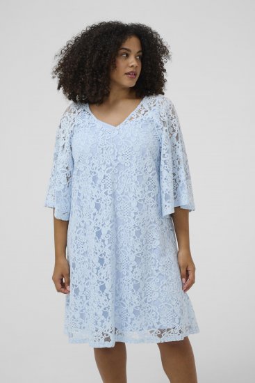 Kaffe Curve Lucy Dress Nantucket Breeze Blue - Midi šaty - 