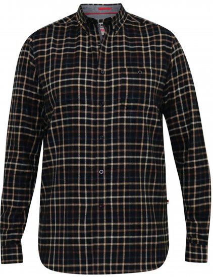D555 Destin Checked Long Sleeve Shirt Black/Tan Check - Košele s dlhým rukávom - 