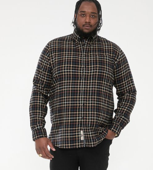 D555 Destin Checked Long Sleeve Shirt Black/Tan Check - Košele s dlhým rukávom - 