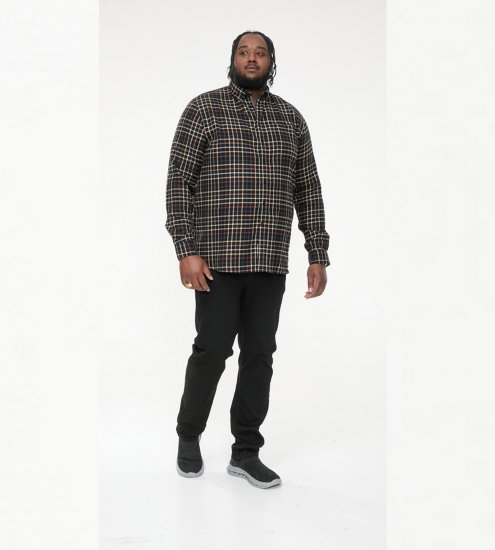 D555 Destin Checked Long Sleeve Shirt Black/Tan Check - Košele s dlhým rukávom - 