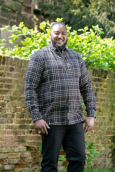 D555 Destin Checked Long Sleeve Shirt Black/Tan Check - Košele s dlhým rukávom - 