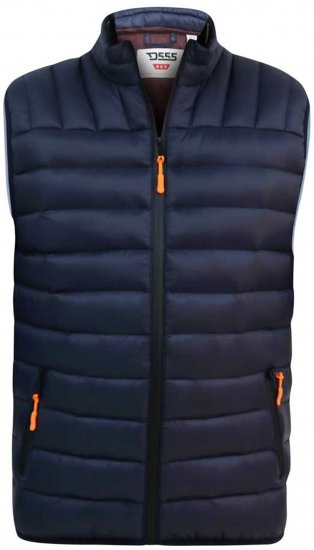 D555 WICKHAM 1 Puffer Gilet with Burgundy Lining Navy - Vesty - Vesty vo veľkých veľkostiach