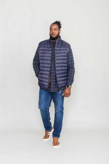 D555 WICKHAM 1 Puffer Gilet with Burgundy Lining Navy - Vesty - Vesty vo veľkých veľkostiach