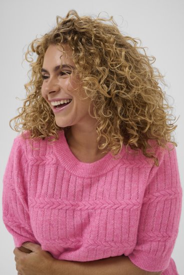 Kaffe Curve Minia Pullover Pink Power Melange - Pletené svetre - 