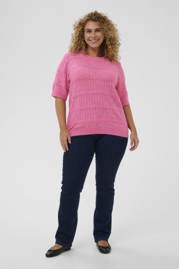 Kaffe Curve Minia Pullover Pink Power Melange - Pletené svetre - 