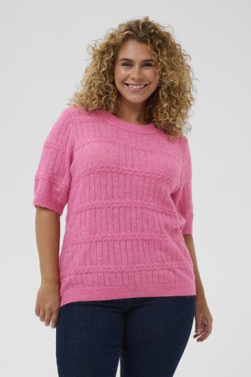 Kaffe Curve Minia Pullover Pink Power Melange - Pletené svetre - 