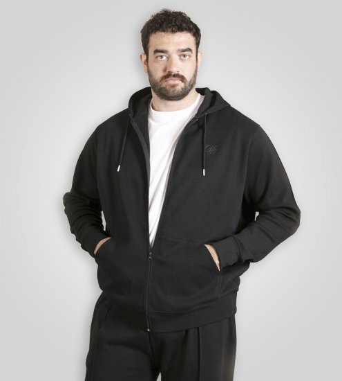 Duke Kenilworth Pin Tuck Sleeves Zip Through Hoodie Dark Navy TALL - TALL mikiny - 