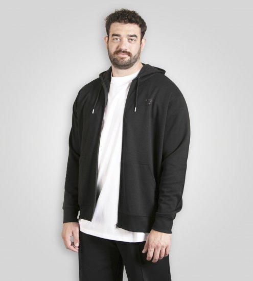 Duke Kenilworth Pin Tuck Sleeves Zip Through Hoodie Dark Navy TALL - TALL mikiny - 