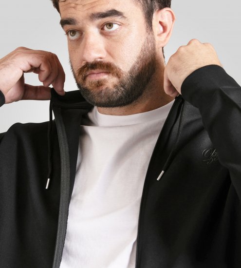 Duke Kenilworth Pin Tuck Sleeves Zip Through Hoodie Dark Navy TALL - TALL mikiny - 